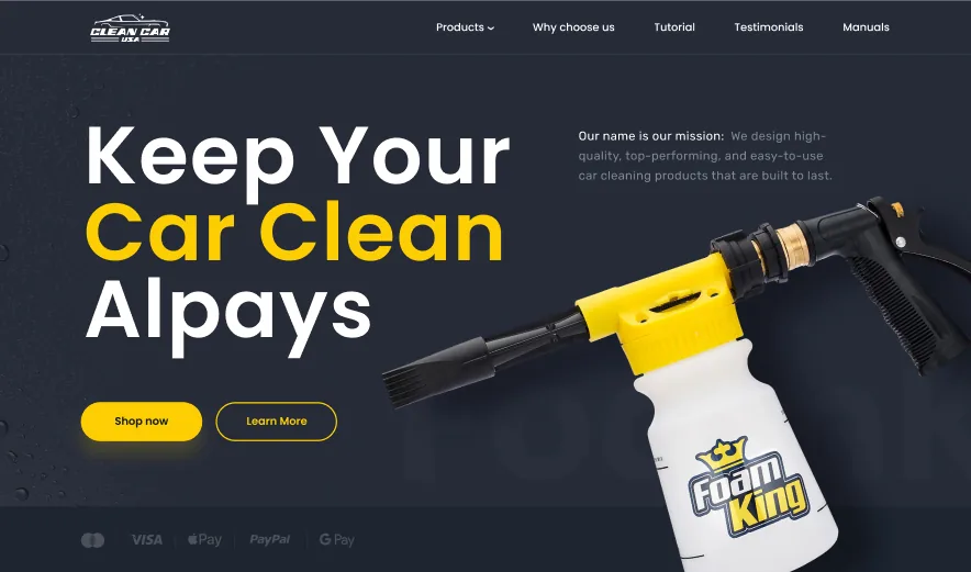 Дизайн Car Clean USA — десктоп