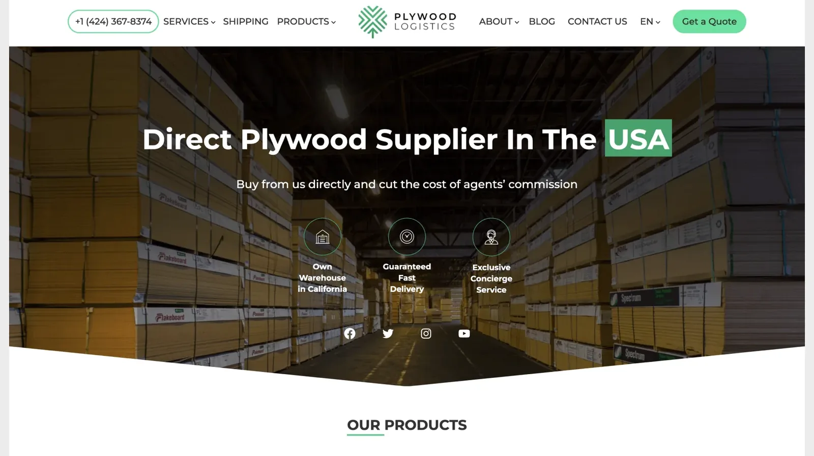 Дизайн Plywood Logistics — десктоп