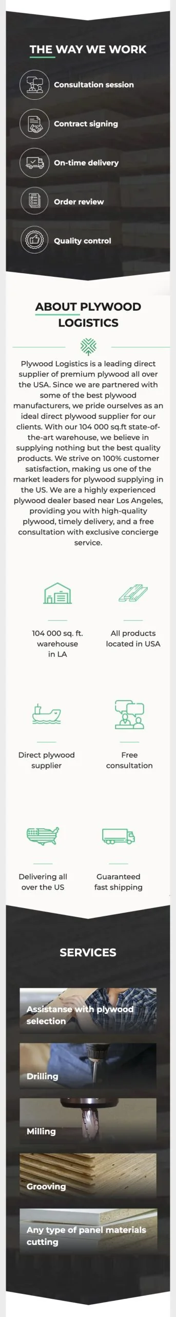 Дизайн Plywood Logistics — мобільна версія